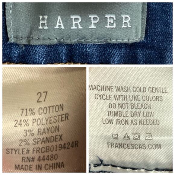 Harper Dark Wash Distressed Destroyed Mid Rise Skinny Jeans Women's Size 27 - Picture 6 of 7
